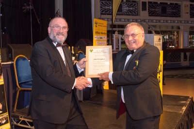 John Broughton receiving Honorary Fellowship from Alan Marsh (University of Cumbria)