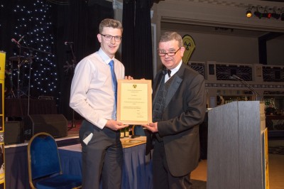 Alex Nicholson (Dstl) receiving YPA from Pete Cole, Immediate Past President (University of Liverpool)